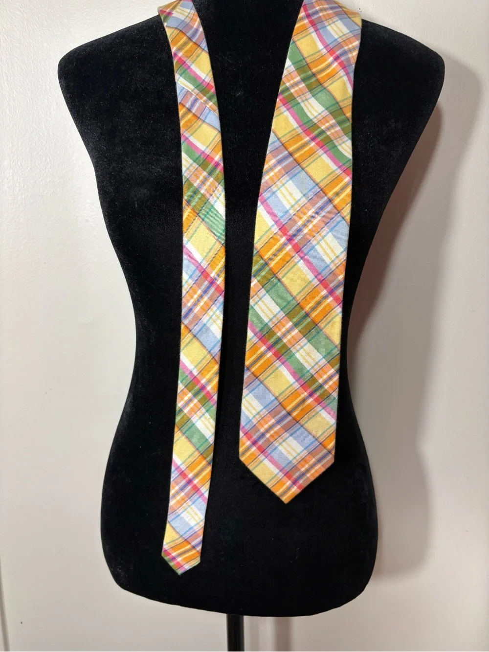 Izod Plaid Silk Tie in Yellow, Green, Blue & Orange